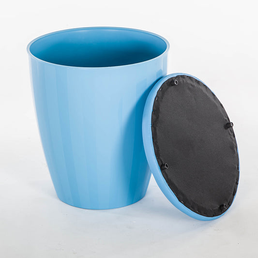 PU Storage Stool with Cushion Lid Multifunctional Ottoman Shoe Changing Stool Barrel Shaped Footrest for Living Room Bedroom Entryway