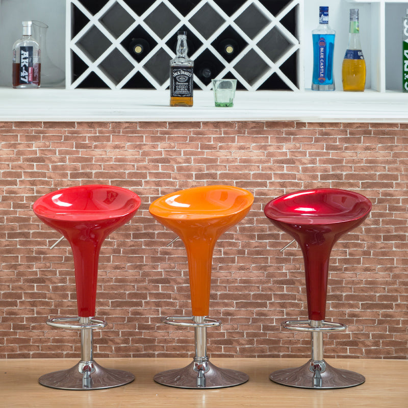 Bar Chair Bar Stool with Glossy ABS Plastic Integrated Seat Chrome Metal Base Multifunctional Height Adjustable Swivel Stool for Home Bar Kitchen Island Pub Living Room Home Decor