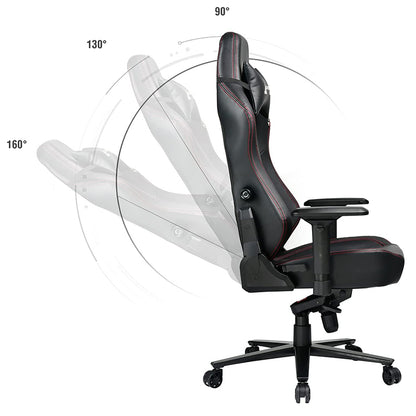 Ergonomic Gaming Chair with Adjustable Lumbar Support High Back PU Leather Racing Chair 4D Armrests Reclining Computer Chair for Gaming Office