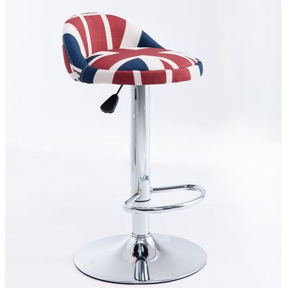 Bar Chair Bar Stool Adjustable Height Swivel Bar Stool with Half Backrest Printed Fabric or Two-Tone PU Leather Upholstered Chrome or Black Metal Base Multifunctional Bar Stool for Home Bar Kitchen Island Pub Living Room Home Decor