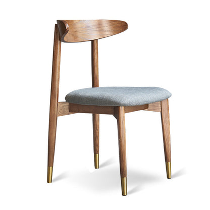Modern Minimalist Dining Chair Curved Back Design Brass Leg Caps Fabric/Leather Upholstery for Dining & Living Spaces