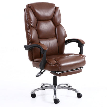Executive Office Chair High-Back Plush Ergonomic Desk Chair with Retractable Footrest, Premium PU Leather Reclining Office Chair with 360° Swivel & Height Adjustment Luxury Office Chair for Home & Corporate Spaces