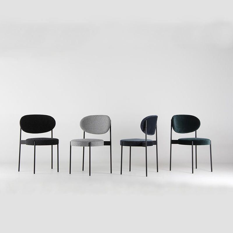 Modern Stylish Dining Chair Black Metal Frame Multi-Fabric Options & Curved Back Design