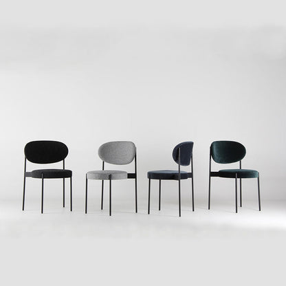 Modern Stylish Dining Chair Black Metal Frame Multi-Fabric Options & Curved Back Design
