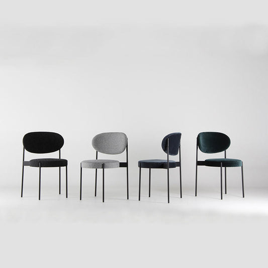Modern Stylish Dining Chair Black Metal Frame Multi-Fabric Options & Curved Back Design