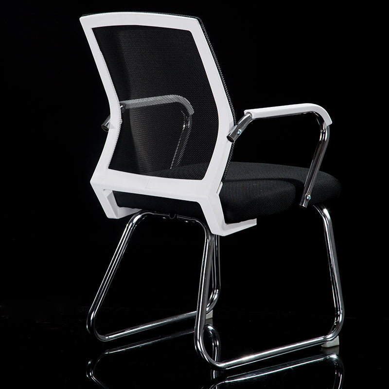 Mid-Back Mesh Conference Chair Ergonomic Visitor Chair with Breathable Mesh Chrome Steel Bow Base Multi-Color Office Chair for Meeting Rooms & Reception Areas