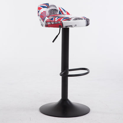 Bar Chair Bar Stool Adjustable Height Swivel Bar Stool with Half Backrest Printed Fabric or Two-Tone PU Leather Upholstered Chrome or Black Metal Base Multifunctional Bar Stool for Home Bar Kitchen Island Pub Living Room Home Decor
