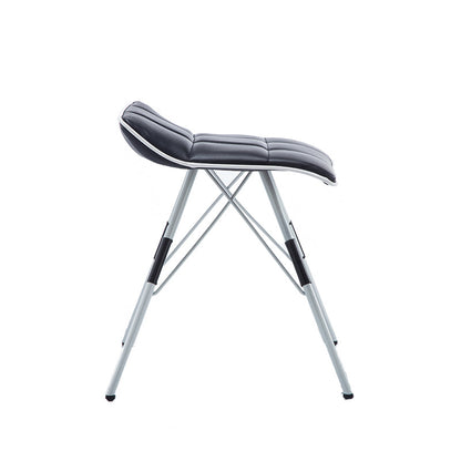 Foldable Lightweight Seat Cross Metal Legs Tufted Leather Cushion for Small Spaces & Dining Areas