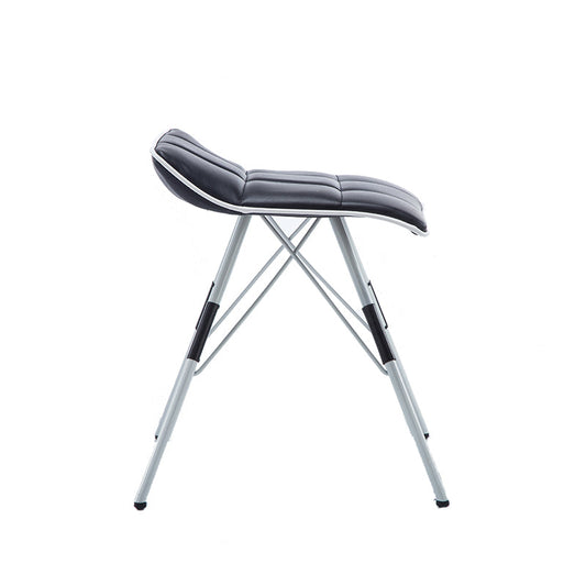 Foldable Lightweight Seat Cross Metal Legs Tufted Leather Cushion for Small Spaces & Dining Areas