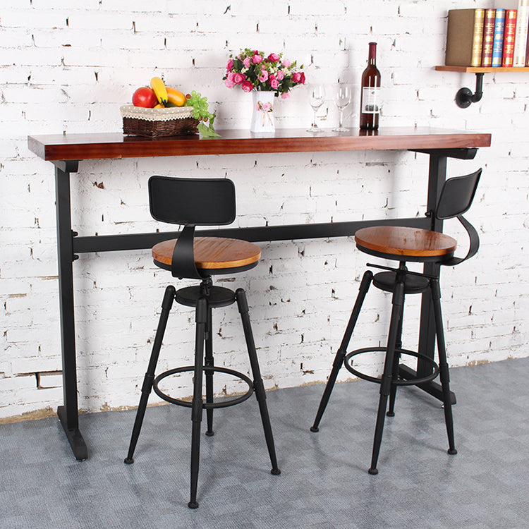 Bar Chair Bar Stool with Industrial Pipe Legs Wood/Leather Seat Black Metal Base Multifunctional Height Adjustable Swivel Stool for Home Bar Kitchen Island Pub Living Room Home Decor