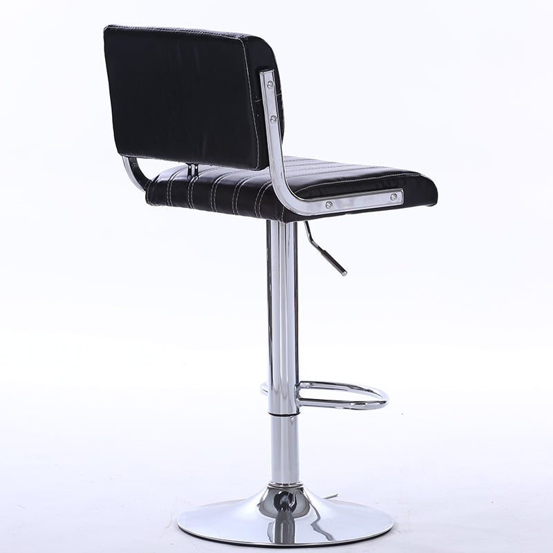 Bar Chair Bar Stool Adjustable Height Swivel Bar Stool with Vertical Stitched Backrest and Cushion PU Leather Upholstered Chrome Metal Base Multifunctional Modern Bar Stool for Home Bar Kitchen Island Pub Living Room Home Decor