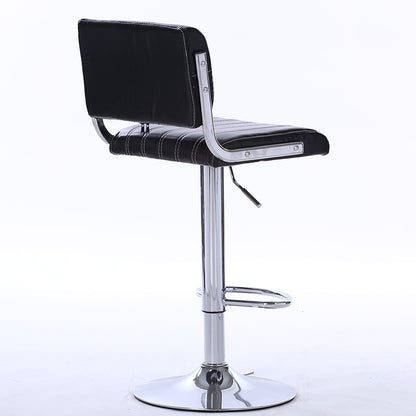 Bar Chair Bar Stool Adjustable Height Swivel Bar Stool with Vertical Stitched Backrest and Cushion PU Leather Upholstered Chrome Metal Base Multifunctional Modern Bar Stool for Home Bar Kitchen Island Pub Living Room Home Decor