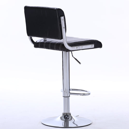 Bar Chair Bar Stool Adjustable Height Swivel Bar Stool with Vertical Stitched Backrest and Cushion PU Leather Upholstered Chrome Metal Base Multifunctional Modern Bar Stool for Home Bar Kitchen Island Pub Living Room Home Decor