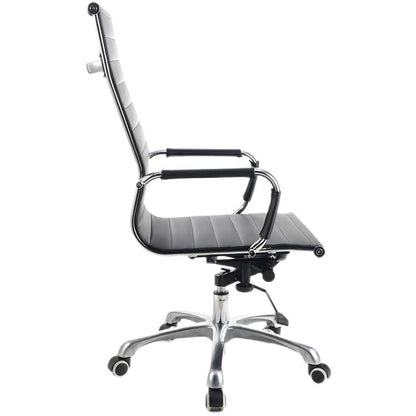 High-Back Executive Office Chair Ergonomic Desk Chair with PU Leather/Mesh Upholstery 135° Recline & 360° Swivel Chrome Frame Chair for Home Office & Manager Rooms