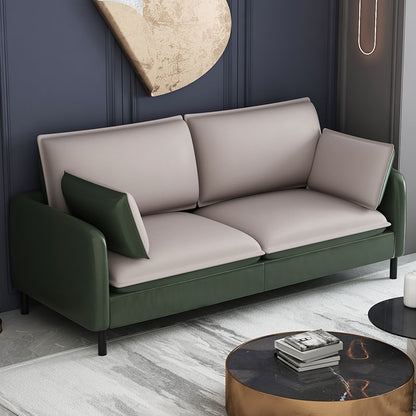 Modern Two-Tone Leather Sofa Modular Set Houndstooth Pattern Options Slim Metal Legs