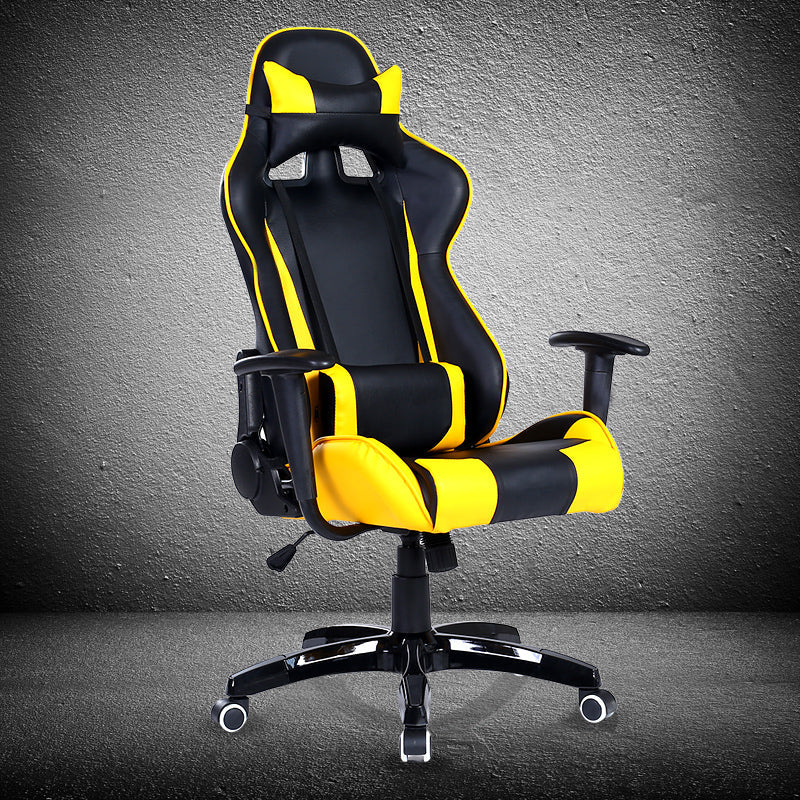 Classic Racing-Style Gaming Chair Multi-Color Ergonomic Reclining Chair with PU Leather Upholstery