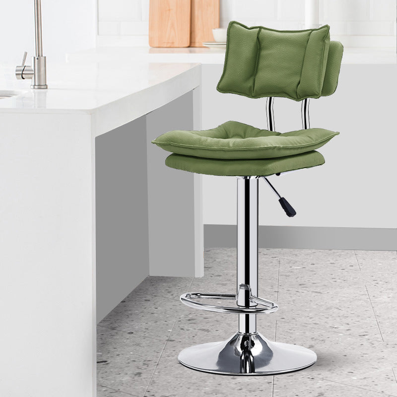 Bar Chair Adjustable Swivel Bar Stool with Double Padded Seat and Backrest PU Leather Upholstered Chrome Metal Legs Multifunctional Counter Height Bar Stool for Home Bar Kitchen Island Pub Living Room Home Decor