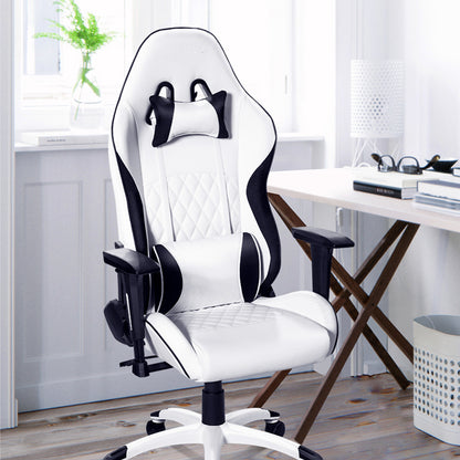 Ergonomic Gaming Chair High Back PU Leather Racing Chair with Diamond Stitching Headrest Lumbar Support Adjustable Armrest Swivel Office Chair