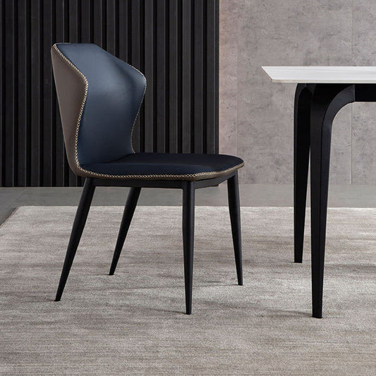 Light Luxury Contrast Dining Chair Rivet Trim Curved Back & Premium Upholstery for Modern Spaces
