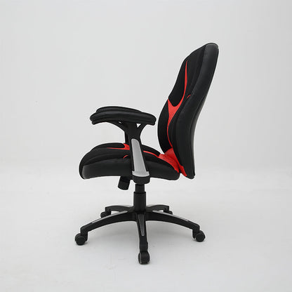 Gaming Office Chair High-Back Ergonomic Desk Chair with Breathable Mesh Premium PU Leather & Fabric Gaming Chair with 360° Swivel & Height Adjustment Black-Red Racing Style Chair for Home Office & Gaming