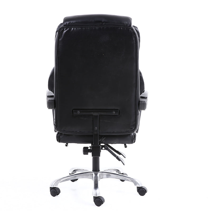 Executive Office Chair High-Back Plush Ergonomic Desk Chair with Retractable Footrest, Premium PU Leather Reclining Office Chair with 360° Swivel & Height Adjustment Luxury Office Chair for Home & Corporate Spaces