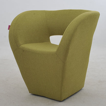 Vibrant Red Modern Hollow-Out Arm Chair Soft Contoured Fabric Seating Sleek Statement Piece for Stylish Living Rooms & Contemporary Spaces