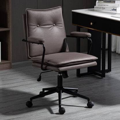 Office Chair Mid-Back Ergonomic Desk Chair with Button-Tufted PU Leather 360° Swivel & Height Adjustment Multi-Color Luxury Chair for Home Office & Vanity