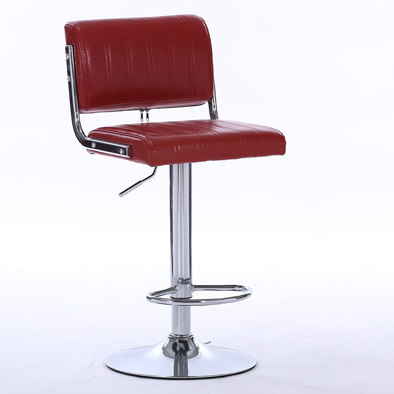 Bar Chair Bar Stool Adjustable Height Swivel Bar Stool with Vertical Stitched Backrest and Cushion PU Leather Upholstered Chrome Metal Base Multifunctional Modern Bar Stool for Home Bar Kitchen Island Pub Living Room Home Decor