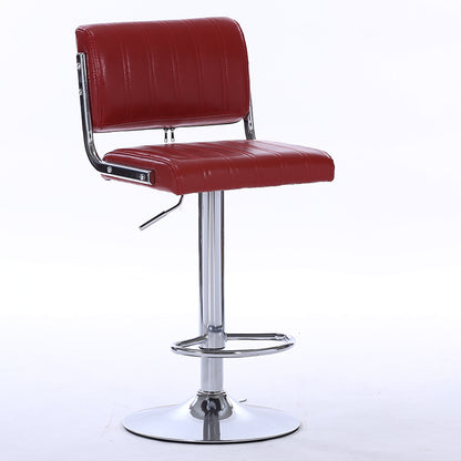 Bar Chair Bar Stool Adjustable Height Swivel Bar Stool with Vertical Stitched Backrest and Cushion PU Leather Upholstered Chrome Metal Base Multifunctional Modern Bar Stool for Home Bar Kitchen Island Pub Living Room Home Decor