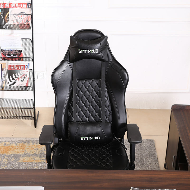 Ergonomic Gaming Chair High Back PU Leather Racing Style Computer Chair with Headrest Lumbar Pillow Footrest Adjustable Armrests for Gaming and Office