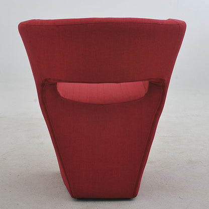Vibrant Red Modern Hollow-Out Arm Chair Soft Contoured Fabric Seating Sleek Statement Piece for Stylish Living Rooms & Contemporary Spaces