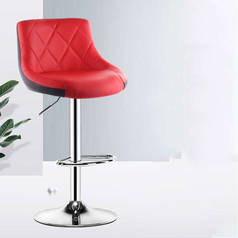 Bar Chair Bar Stool with Diamond Quilted PU Leather Cushion Chrome Metal Base Multifunctional Height Adjustable Swivel Stool for Home Bar Kitchen Island Pub Living Room Home Decor