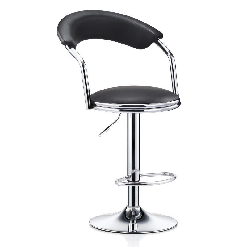 Bar Chair Adjustable Swivel Bar Stool with Curved Backrest PU Leather Upholstered Chrome Metal Legs Multifunctional Counter Height Bar Stool for Home Bar Kitchen Island Pub Living Room Home Decor