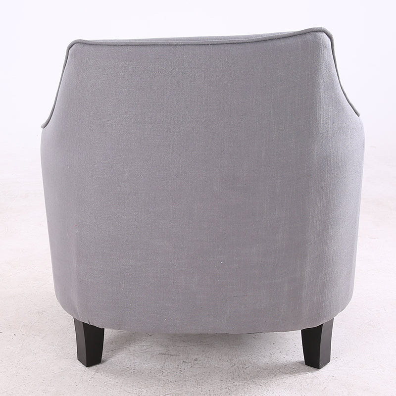 Sleek Gray Fabric Armchair Modern Contoured Design Sturdy Dark Wooden Legs Cozy Single Seater for Living Rooms & Reading Nooks