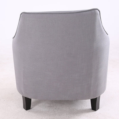 Sleek Gray Fabric Armchair Modern Contoured Design Sturdy Dark Wooden Legs Cozy Single Seater for Living Rooms & Reading Nooks