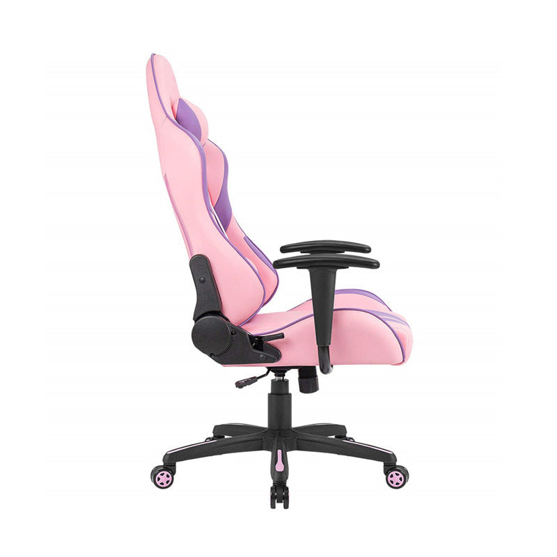 Ergonomic Gaming Chair Pink-Purple Geometric Color-Block Racing-Style Reclining Chair