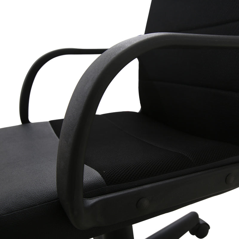 Mid-Back Hybrid Office Chair Ergonomic Desk Chair with PU Leather & Mesh Upholstery 360° Swivel & Height Adjustment Black Office Chair for Home & Corporate Spaces