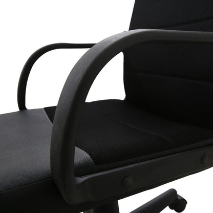 Mid-Back Hybrid Office Chair Ergonomic Desk Chair with PU Leather & Mesh Upholstery 360° Swivel & Height Adjustment Black Office Chair for Home & Corporate Spaces