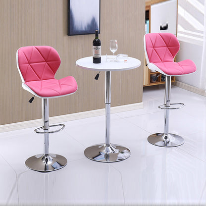 Bar Stool Adjustable Height Swivel Bar Chair with Backrest PU Leather Fabric Upholstered Counter Height Stool with Chrome Base and Footrest for Kitchen Island Pub and Home Bar