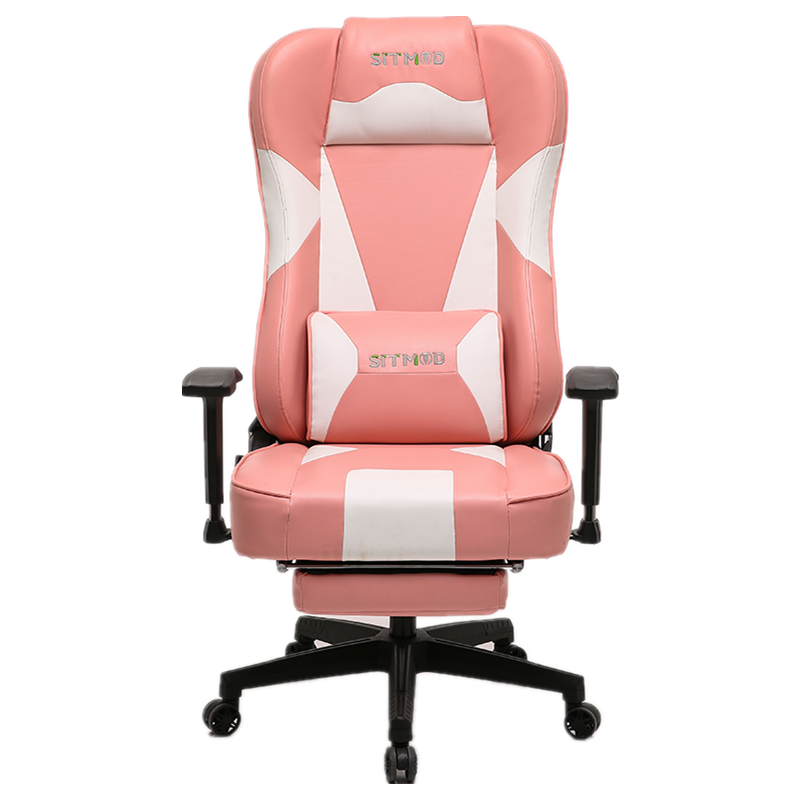 Ergonomic Gaming Chair High Back PU Leather Racing Style Computer Chair with Footrest Adjustable Headrest Lumbar Pillow 180° Reclining Swivel Office Chair