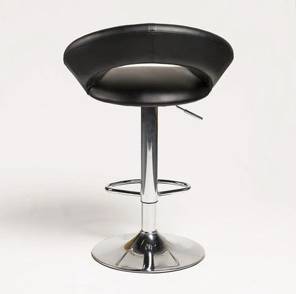Ring-Shape Hollow Adjustable Bar Stool Leather Upholstery Chrome Base for Home/Commercial Bars