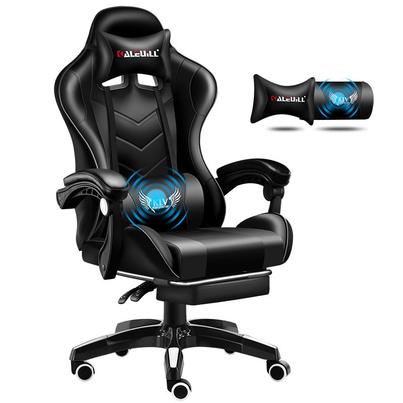 Ergonomic Gaming Chair High Back PU Leather Racing Style Computer Chair with Footrest Adjustable Headrest Lumbar Pillow 90°-135° Reclining Swivel Office Chair