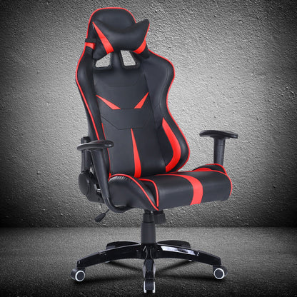 Mecha-Style Gaming Chair Multi-Color Ergonomic Reclining Chair with PU Leather Upholstery