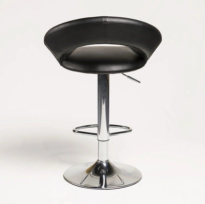 Adjustable Bar Stool Swivel Counter Height Bar Chair with Hollow Backrest PU Leather Upholstered Bar Stool with Chrome Base Footrest for Kitchen Island Pub Home Bar