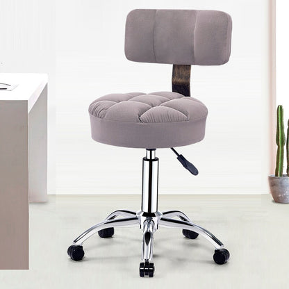 Bar Chair Adjustable Swivel Bar Stool with Backrest Fabric Upholstered Tufted Round Seat Chrome Metal Legs Multifunctional Rolling Bar Stool for Home Bar Kitchen Island Pub Living Room Home Decor
