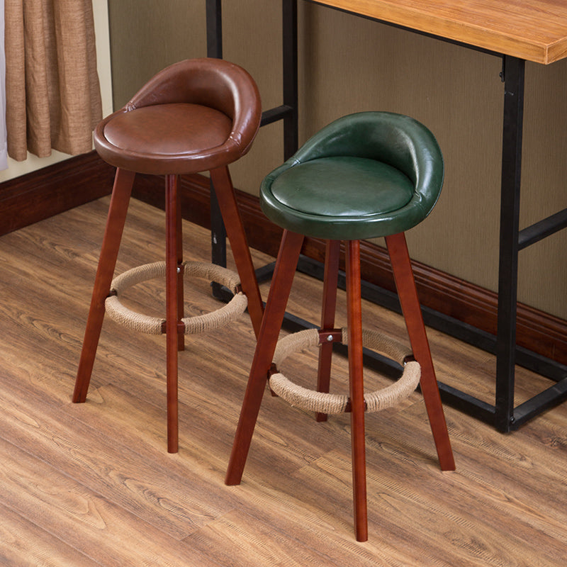 Bar Chair Bar Stool with Hemp Rope Wrapped Footrest Bucket Seat Design Fabric Upholstered Solid Beech Wood Legs Multifunctional Counter Chair for Home Bar Kitchen Island Cafe Pub Indoor Home Decoration