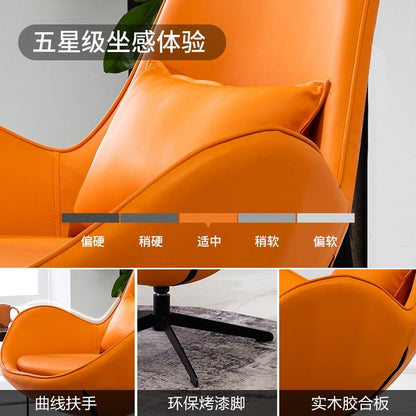 Degree Swivel Egg Armchair Leather Upholstery Curved Design & Cozy Lounge Comfort
