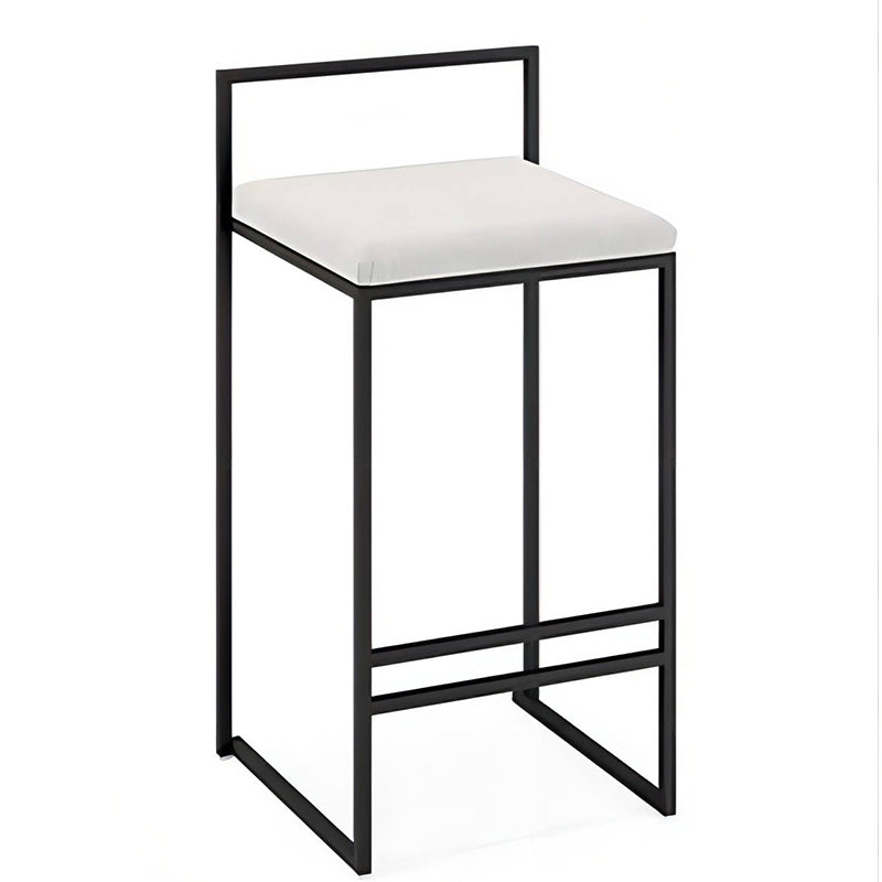 Bar Chair Bar Stool with Minimalist Square Frame Velvet Cushion Black Metal Base Stationary Stool for Home Bar Kitchen Island Pub Living Room Home Decor