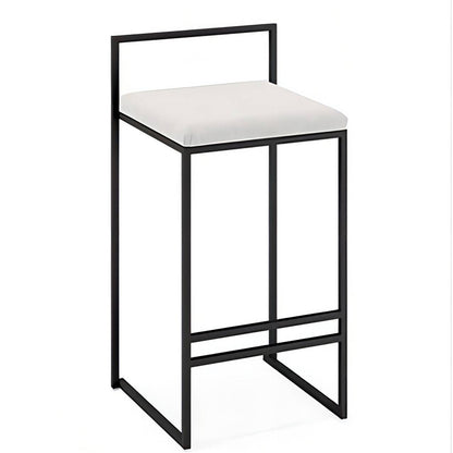 Bar Chair Bar Stool with Minimalist Square Frame Velvet Cushion Black Metal Base Stationary Stool for Home Bar Kitchen Island Pub Living Room Home Decor