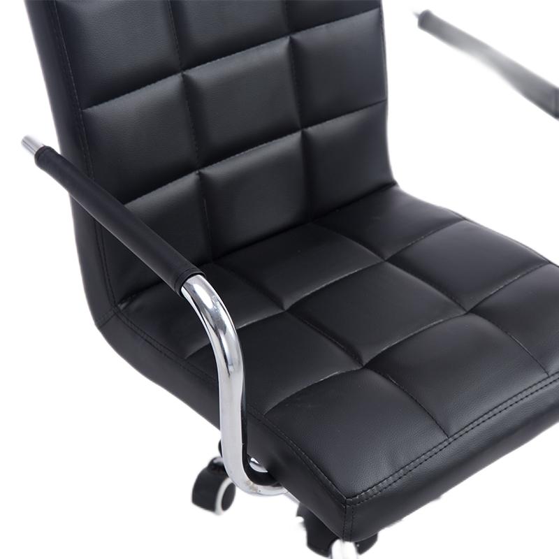 Bar Chair Bar Stool with Grid Quilted Cushion PU Leather Upholstered Chrome Metal Armrests and Casters Multifunctional Adjustable Height Swivel Stool for Home Bar Kitchen Island Pub Living Room Home Decor
